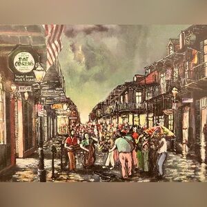 Bourbon Street New Orleans Knut Engelhardt 1997 Mardi Gras Painting Art Print